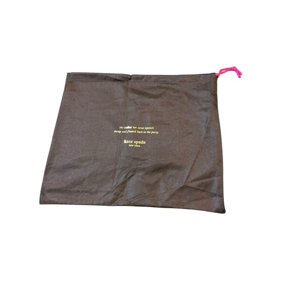Kate Spade NY Brown Purse Dust Bag Cover Pink Drawstring Gold Logo 13.5”x11.5” - Picture 7 of 10
